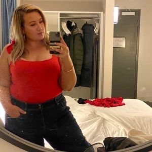 NWT Red Tie Shoulder Bodysuit